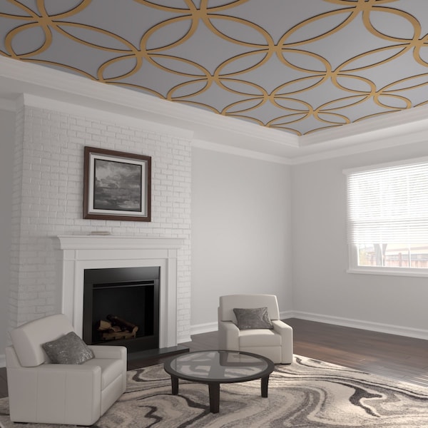 Ekena Millwork 47 14W x 47 14H x 38T Large Lilley Decorative Fretwork Wood Ceiling Panels, Wood Paint Grade CELW47X47X0375LEYMF - main